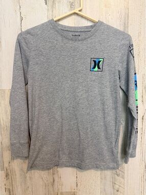 Hurley Kids Medium 10-12Gray Long Sleeve Logo T-Shirt